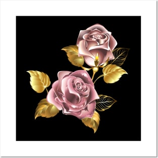 Small bouquet of pink gold roses Posters and Art